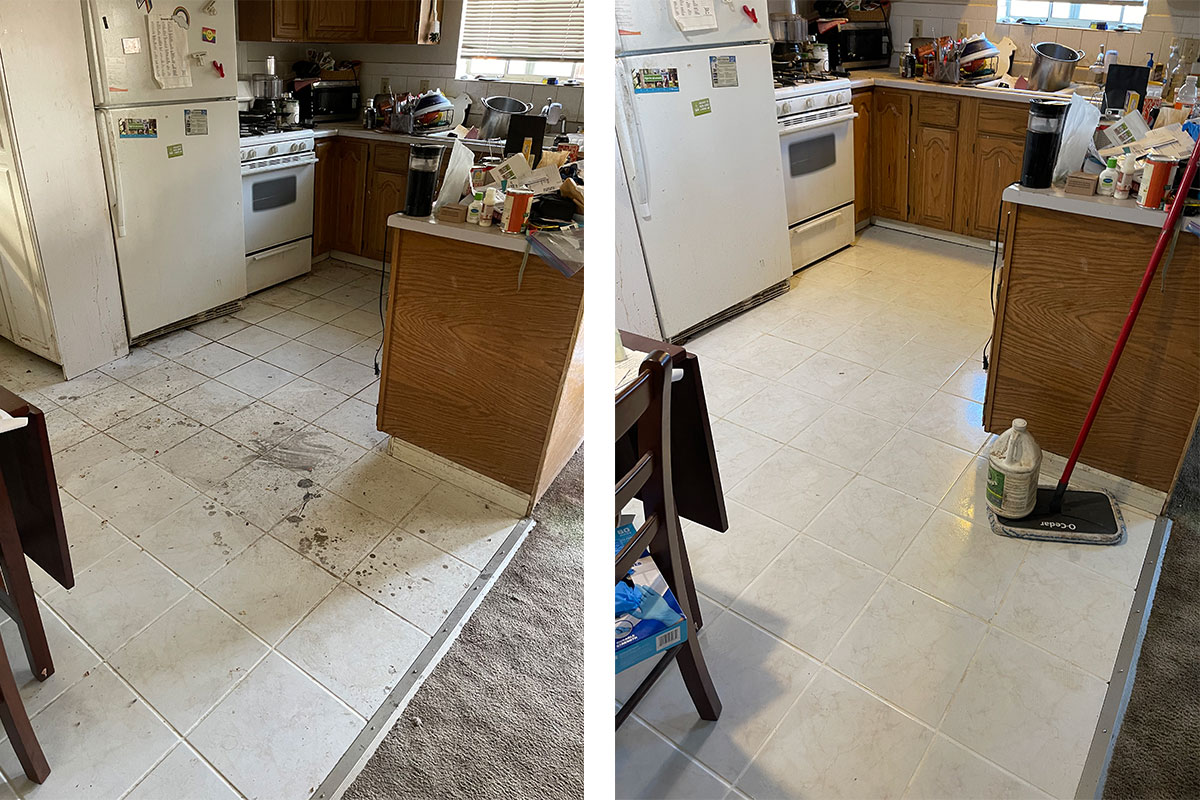 another kitchen floor that has been cleaned